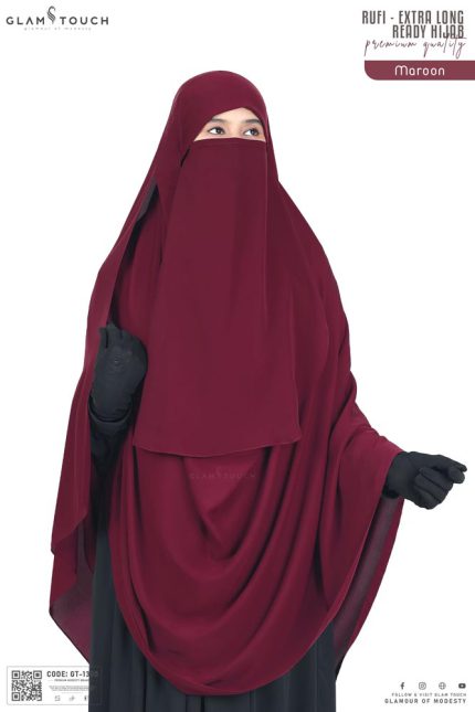 RUFI-Extra Long Instant Ready Hijab & Niqab Set | GT-1300