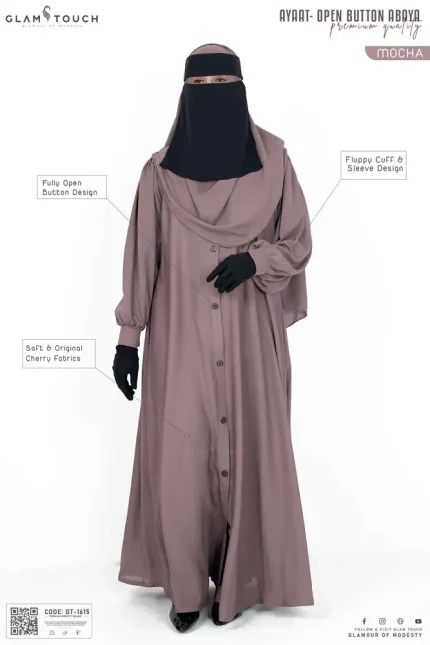 AYAAT OPEN BUTTON ABAYA | GT-1615
