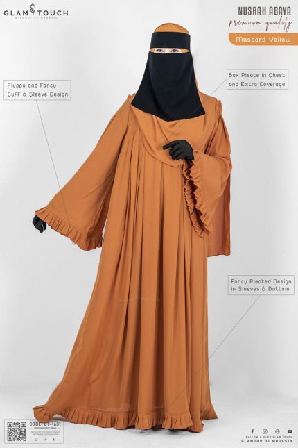 NUSRAH CHEST PLEATED ABAYA | GT-1631